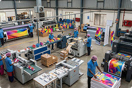 MGPS brand promotion materials including posters banners and marketing prints